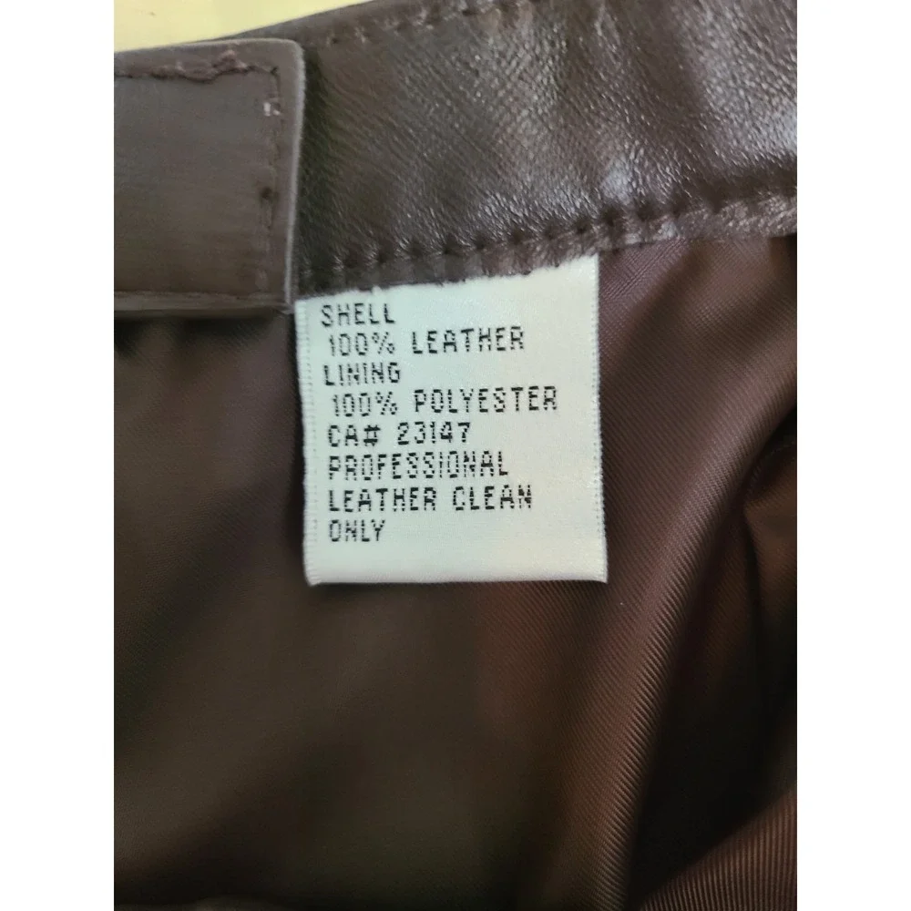 Y2K Vtg Talbots Dark Brown Genuine Leather Skirt 12 Petite Classic Pencil Women